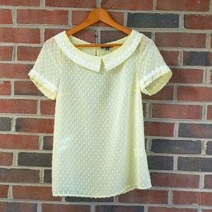 Throwback vintage yellow sheer short sleeve shirt